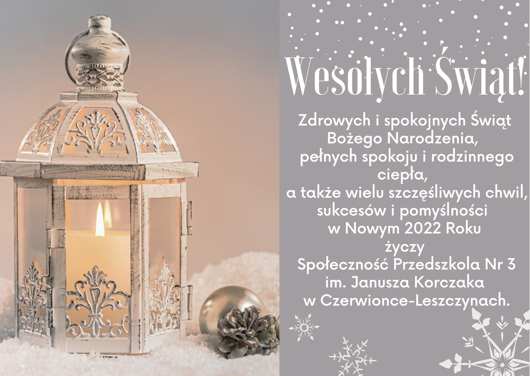 kartka z życzeniami na Święta Bożego Narodzenia
